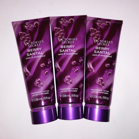 Set‎ of 3 Victoria Secret Fragrance Body Lotion Berry Santal Cassis & Sandalwood